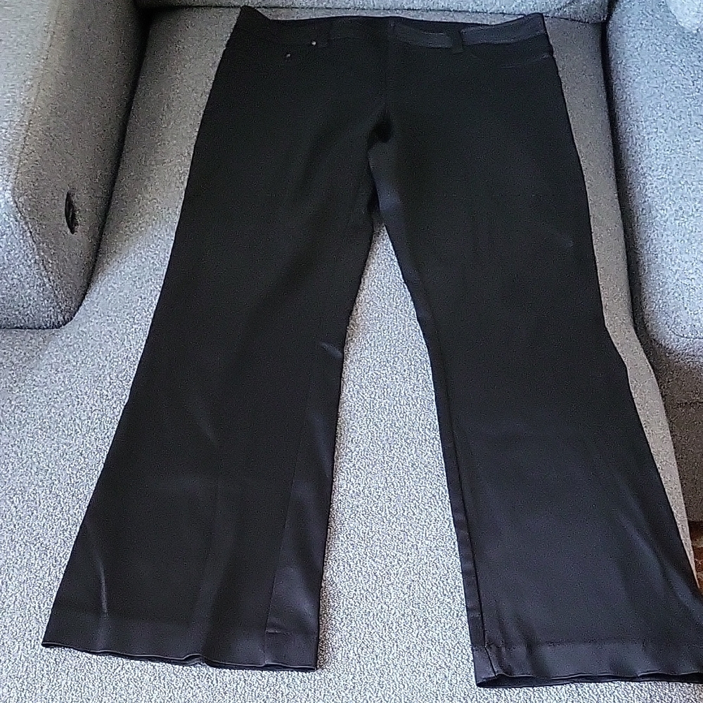 Cache Black Satin Rhinestone Detail Tuxedo Flare Pants